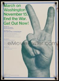 3k177 MARCH ON WASHINGTON 18x25 war poster '69 end the war, get out now, peace symbol!