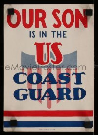 3k153 OUR SON IS IN THE US COAST GUARD 7x10 WWII war poster '42 to display in your home window!