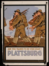3k111 PLATTSBURG set of 3 20x27 WWI posters 1917 are you trained to defend your country, cool art!