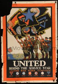 3k116 UNITED WAR WORK CAMPAIGN 28x40 WWI war poster '18 Ernest Hamlin Baker patriotic art!