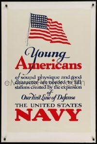 3k124 YOUNG AMERICANS 28x42 military recruiting poster '40 good character & sound physique only!
