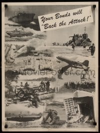 3k173 YOUR BONDS WILL BACK THE ATTACK 18x24 WWII war poster '44 help buy military equipment!