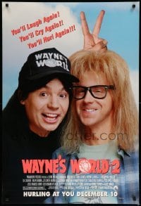 3k985 WAYNE'S WORLD 2 advance DS 1sh '93 Mike Myers, Dana Carvey, from Saturday Night Live sketch!