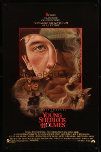3k998 YOUNG SHERLOCK HOLMES 1sh '85 Steven Spielberg, Nicholas Rowe, really cool detective art!