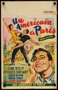 3m007 AMERICAN IN PARIS Belgian '51 art of Gene Kelly dancing with sexy Leslie Caron by Wik!