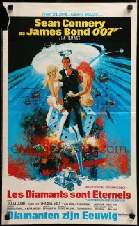 3m040 DIAMONDS ARE FOREVER Belgian '71 art of Sean Connery as James Bond by Robert McGinnis!