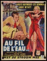 3m073 HOUSE BY THE RIVER Belgian '50 Fritz Lang, blonde beauty lures lover's straying eyes!