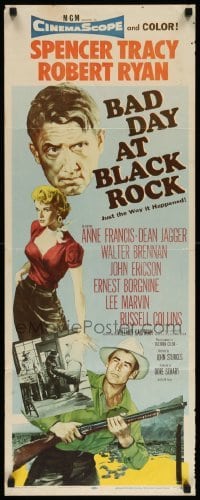 3m427 BAD DAY AT BLACK ROCK insert '55 Spencer Tracy, Anne Francis, John Sturges classic!