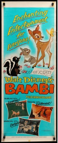 3m428 BAMBI insert R75 Walt Disney cartoon deer classic, great art with Thumper & Flower!