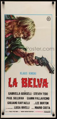 3m219 BEAST Italian locandina '70 La Belva, great art of insane Klaus Kinski w/revolver!