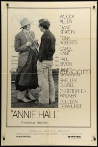 3p046 ANNIE HALL 1sh '77 full-length Woody Allen & Diane Keaton in a nervous romance!