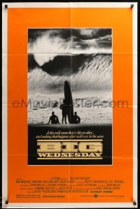 3p085 BIG WEDNESDAY 1sh '78 John Milius classic surfing movie, silhouette of surfers on beach!