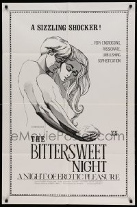 3p089 BITTERSWEET NIGHT 1sh '68 Robert J. Emery, Nick Barry & Elizabeth Clark, sexy art!