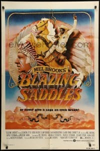 3p093 BLAZING SADDLES 1sh '74 Mel Brooks western, art of Cleavon Little by Alvin & Goldschmidt!