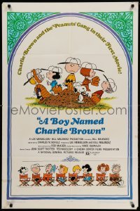 3p103 BOY NAMED CHARLIE BROWN 1sh '70 baseball art of Snoopy & the Peanuts by Charles M. Schulz!