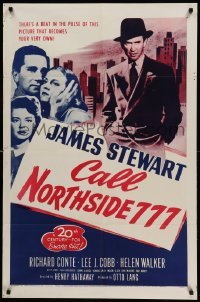3p124 CALL NORTHSIDE 777 1sh R55 different image of James Stewart, Conte & Walker!