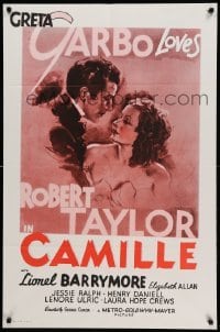 3p126 CAMILLE 1sh R40s art of Robert Taylor and beautiful Greta Garbo!