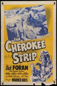 3p139 CHEROKEE STRIP 1sh R43 singing cowboy Dick Foran fighting bad guy, & art of stagecoach!