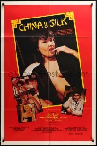 3p143 CHINA & SILK video/theatrical 1sh '84 she exists only for smuggling, murder, money & sex!