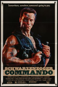 3p157 COMMANDO 1sh '85 Arnold Schwarzenegger is going to make someone pay!