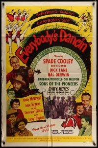 3p248 EVERYBODY'S DANCIN' 1sh '50 art of sexy dancers w/Spade Cooley & His Band!