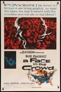 3p253 FACE IN THE CROWD 1sh '57 Andy Griffith took it raw like his bourbon & his sin, Kazan