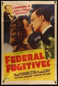 3p256 FEDERAL FUGITIVES 1sh '41 bombshell of action, intrigue & romance, not that Doris Day!