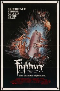 3p293 FRIGHTMARE 1sh '83 terror as cold as the grave, wild horror art of coffin and hands!