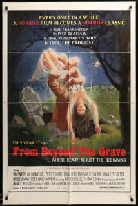 3p294 FROM BEYOND THE GRAVE 1sh '75 art of huge hand grabbing near-naked girl from grave!