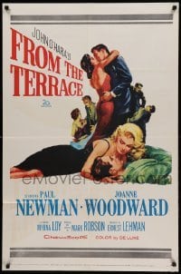 3p296 FROM THE TERRACE 1sh '60 artwork of Paul Newman & sexy Joanne Woodward!