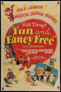 3p300 FUN & FANCY FREE style A 1sh '47 Walt Disney, art of Edgar Bergen & Charlie McCarthy!