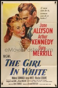 3p319 GIRL IN WHITE 1sh '52 art of pretty female doctor June Allyson & Arthur Kennedy!