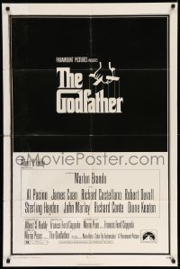 3p326 GODFATHER 1sh '72 Francis Ford Coppola crime classic, great art by S. Neil Fujita!