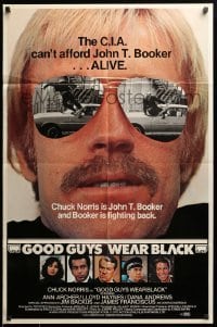 3p331 GOOD GUYS WEAR BLACK 25x38 1sh '77 tough Chuck Norris in cool shades is fighting back!