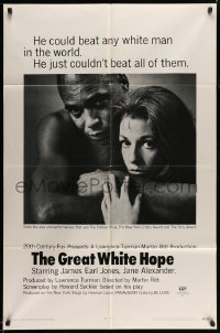 3p346 GREAT WHITE HOPE 1sh '70 Jack Johnson boxing bio, Jane Alexander, James Earl Jones!