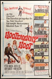 3p385 HOOTENANNY HOOT 1sh '63 Johnny Cash and a ton of top country music stars!