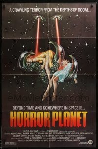 3p407 INSEMINOID 1sh R83 Horror Planet, really wild sci-fi art of sexy girls in monster hand!