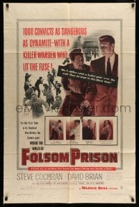 3p409 INSIDE THE WALLS OF FOLSOM PRISON 1sh '51 convict Steve Cochran in maximum security jail!