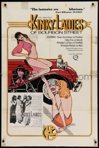 3p439 KINKY LADIES OF BOURBON STREET 1sh '76 great art of sexy half-naked women & cool car!