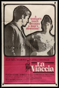 3p446 LA VIACCIA 1sh '62 La Viaccia, art of Jean Paul Belmondo & Claudia Cardinale!