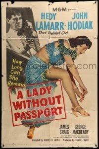 3p453 LADY WITHOUT PASSPORT 1sh '50 sexiest barely-clad Hedy Lamarr in harem girl costume!