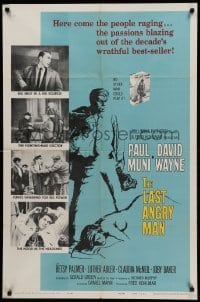 3p457 LAST ANGRY MAN 1sh '59 Paul Muni is a dedicated doctor from the slums exploited by TV!