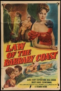 3p463 LAW OF THE BARBARY COAST 1sh '49 sexy Gloria Henry, Stephen Dunne, casino gambling