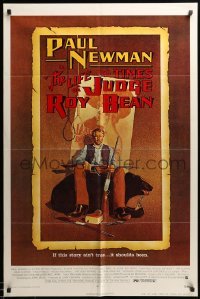 3p475 LIFE & TIMES OF JUDGE ROY BEAN 1sh '72 John Huston, art of Paul Newman by Richard Amsel!