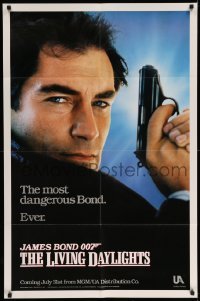 3p487 LIVING DAYLIGHTS teaser 1sh '87 Timothy Dalton as the most dangerous James Bond ever!