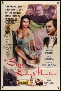 3p490 LOLA MONTES 1sh '59 Max Ophuls, art of sexy Martine Carol, a woman of scandal!
