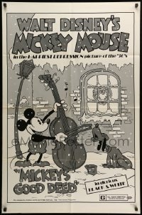 3p538 MICKEY'S GOOD DEED 1sh R74 Disney, Mickey Mouse plays carols on cello while Pluto sings!