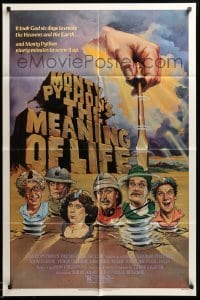 3p544 MONTY PYTHON'S THE MEANING OF LIFE 1sh '83 Garland artwork of the screwy Monty Python cast!