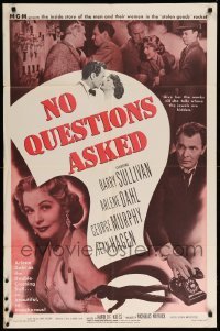 3p589 NO QUESTIONS ASKED 1sh '51 treacherous Arlene Dahl is a double-crossing doll, Barry Sullivan
