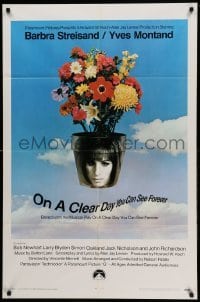 3p607 ON A CLEAR DAY YOU CAN SEE FOREVER 1sh '70 cool image of Barbra Streisand in flower pot!